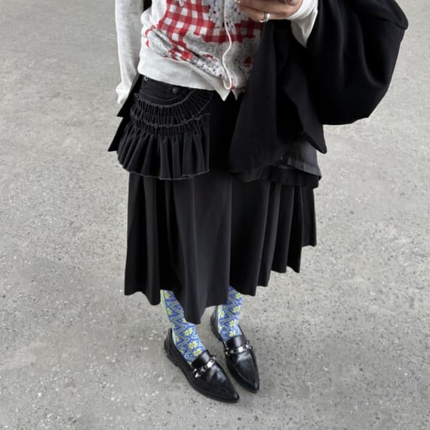 IDEFFUTS_levis remade frill belt (black