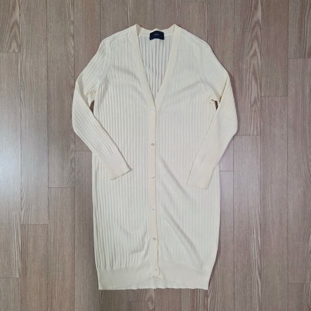 쉽스 라이트 베이지 골지 롱 원피스 카디건