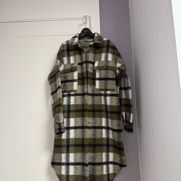 카키 체크형 셔츠