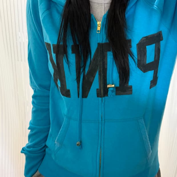 빅토리아 시크릿 핑크 블루 후드집업 M