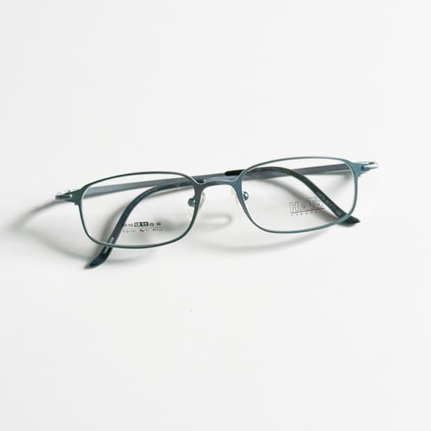 90s 일본제 HATO 틸블루 메탈 슬림 스퀘어 빈티지 안경