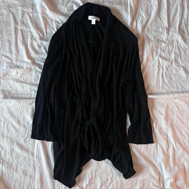 Black Draped Cardigan Fluid Silhouette