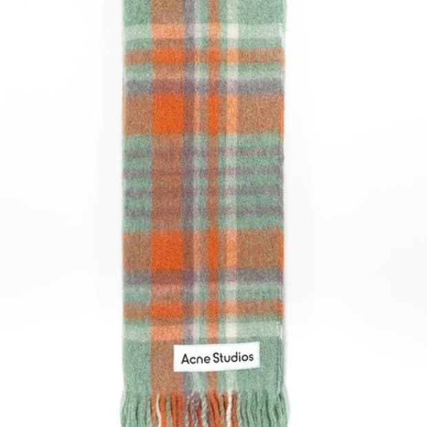 아크네 스튜디오 체크 머플러 그린/오렌지
