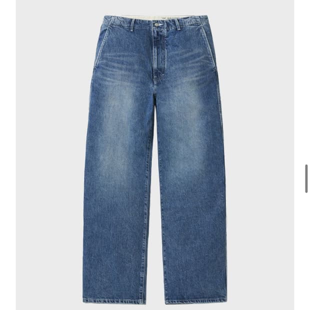 포터리 one washed wide denim mid blue 1사이즈
