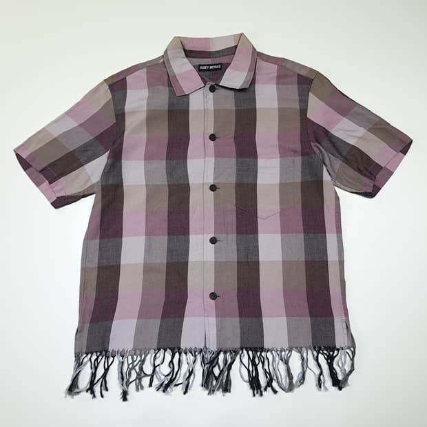 CK010 L 이세이미야케 00s 일본판 프린지 버팔로체크 셔츠 남방