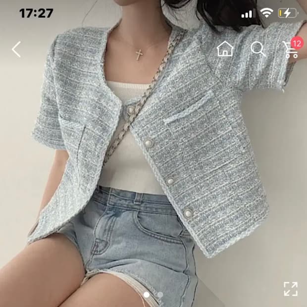 에이블리 트위드 자켓 소라
