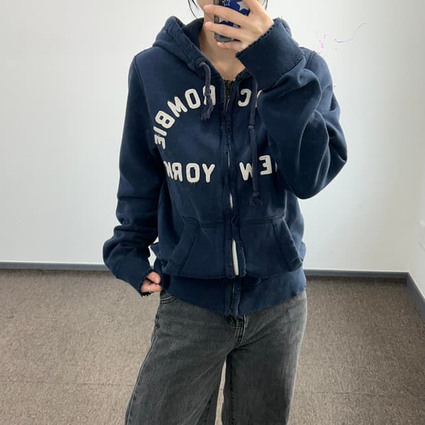 Abercrombie 아베크롬비 스펠아웃로고 네이비 후드집업