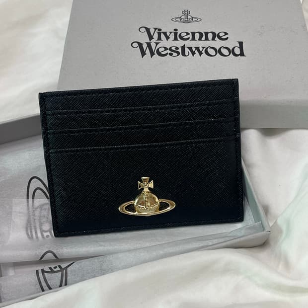 비비안웨스트우드 사피아노 플랫 카드 홀더 블랙