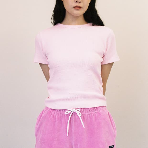 포니테일 ALLDAY Waffle T-Shirts (PINK)