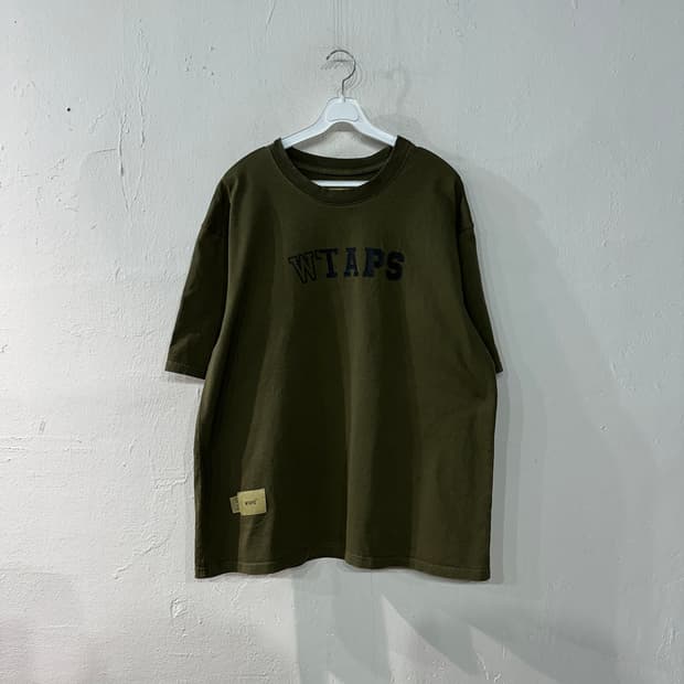 더블탭스 빅로고 카키 반팔티 100-105
