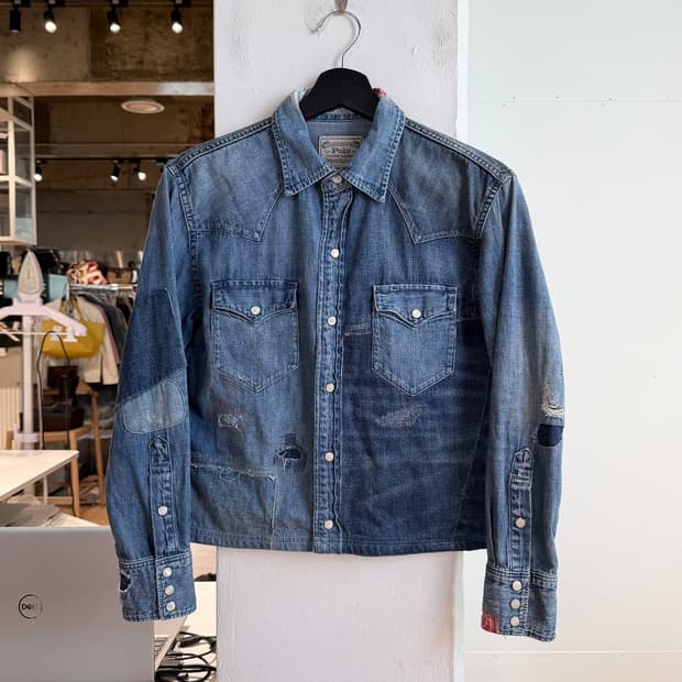 폴로 랄프로렌 데님 패치워크 웨스턴 셔츠 