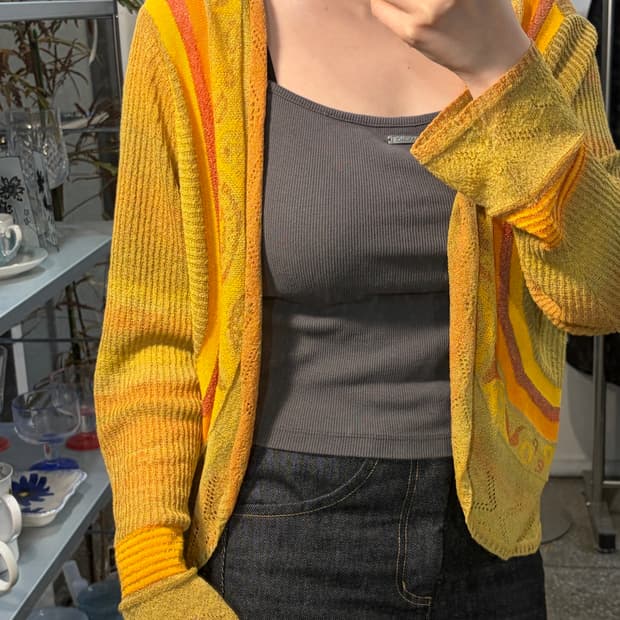 옐로우 오픈 가디건