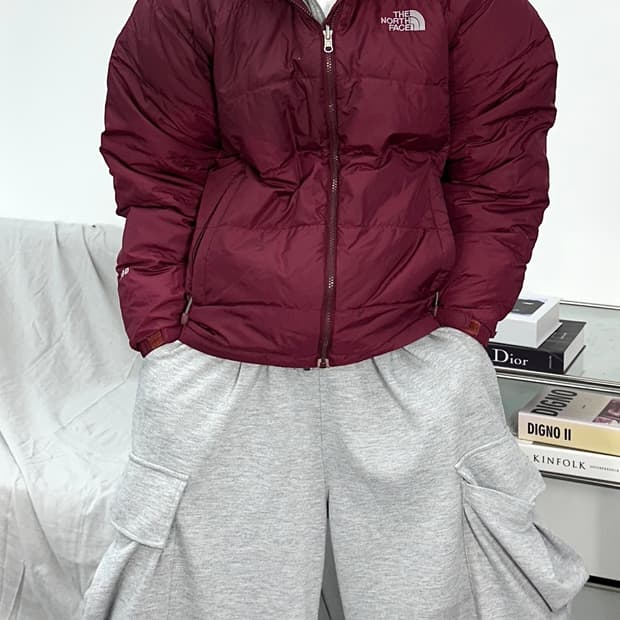 노스페이스 700 버건디 경량패딩 L