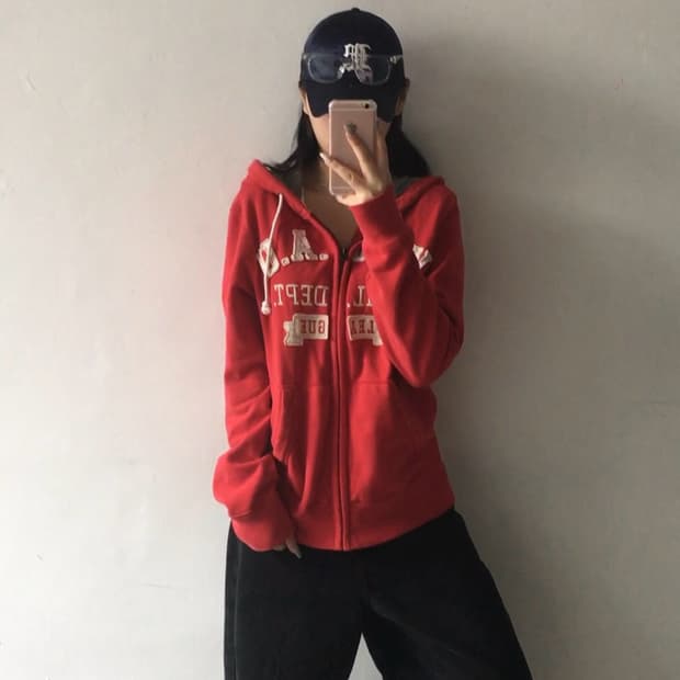 후아유 자수 패치로고 후드집업