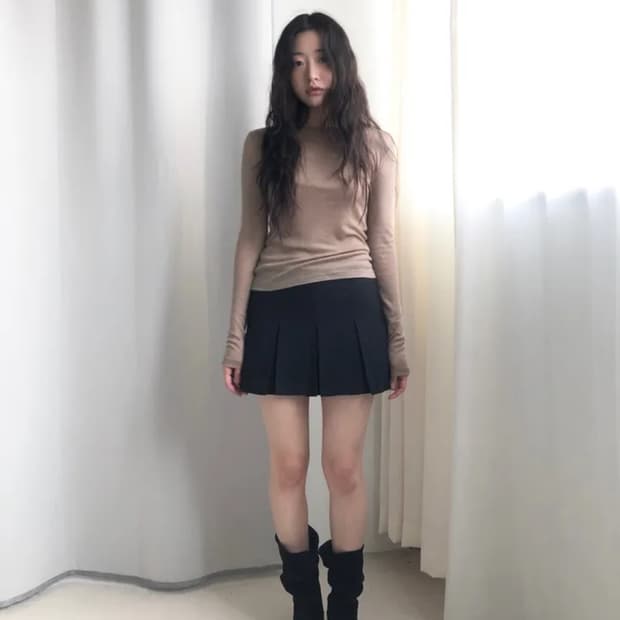 그린씨 mini pleats skirt s [beige]