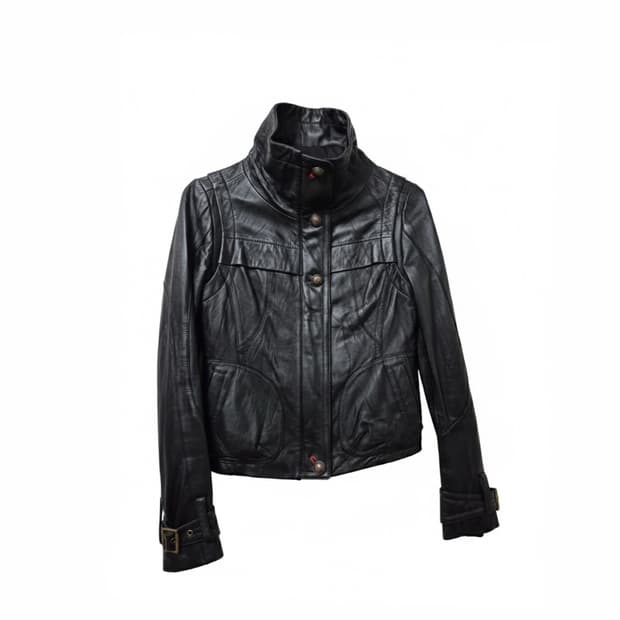 A6 블랙 램스킨 하이넥 레더자켓 55