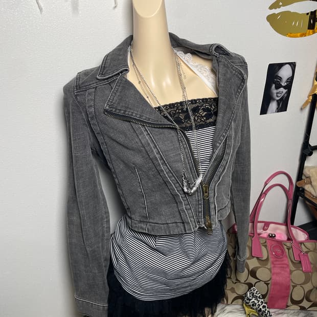 흑청 데님 크롭 자켓