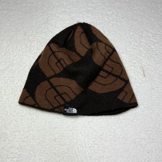 노스페이스 로고 패턴 비니 브라운/블랙