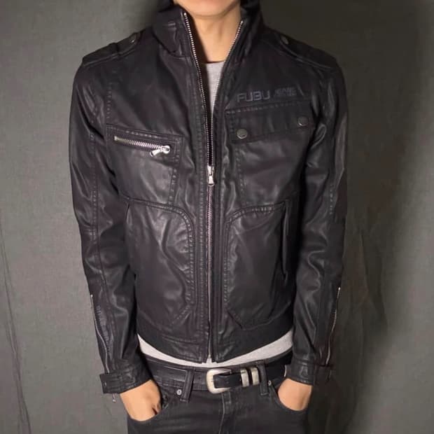 FUBU JEANS 레더 자켓 블랙