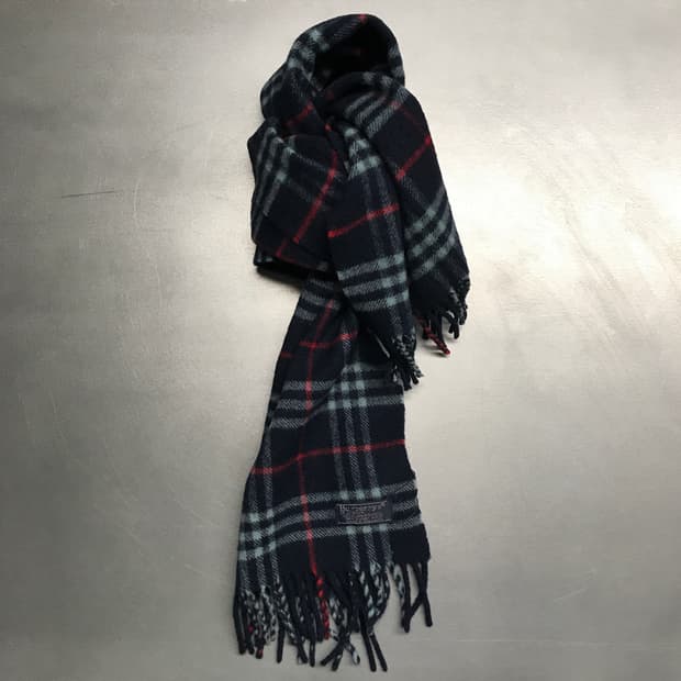 버버리 정품 램스울 머플러 네이비