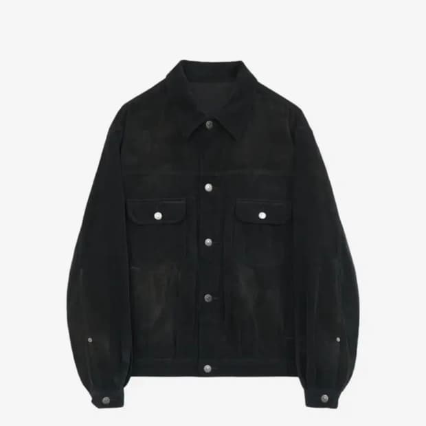 폴리테루 유즈드 트러커 자켓 코듀로이 멀티 페이디드 블랙 4