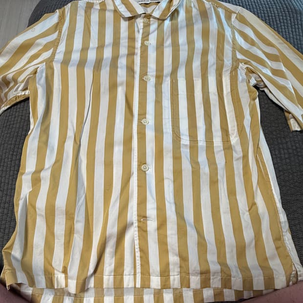 유니클로 르메르 옐로우 스트라이프 반팔 셔츠 M