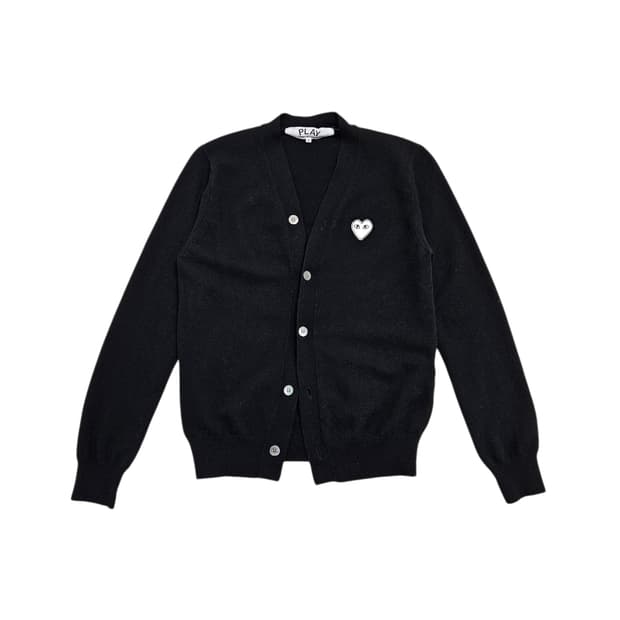 꼼데가르송 매장판 화이트 와펜 가디건 블랙