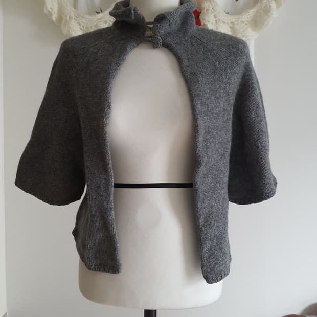 [모리걸] 회색 니트 볼레로 가디건 숏자켓