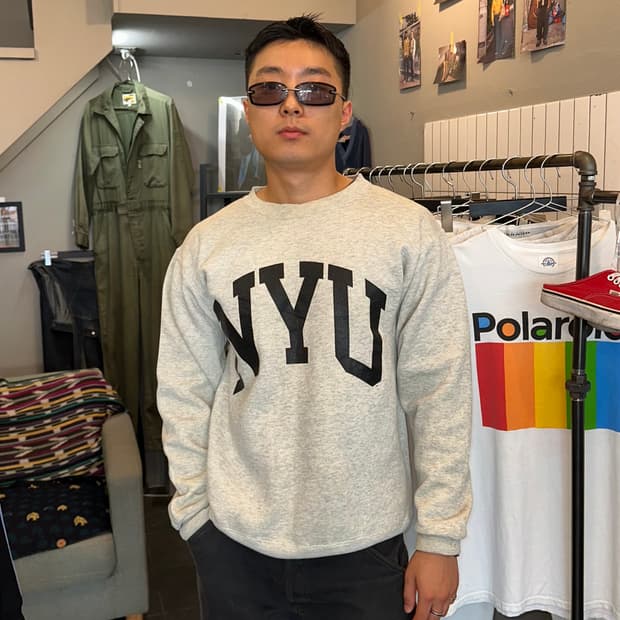 90‘s Champion NYU logo cotton sweatshirt