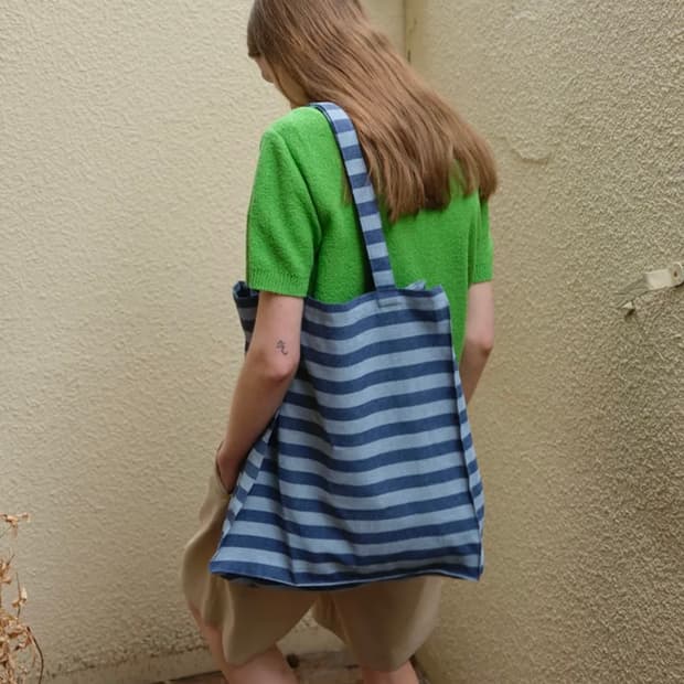 엔조블루스 스트라이프 빅 백 에코백