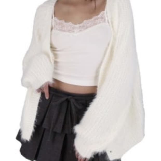 클리시어 슈가플럼 헤어리 가디건 화이트