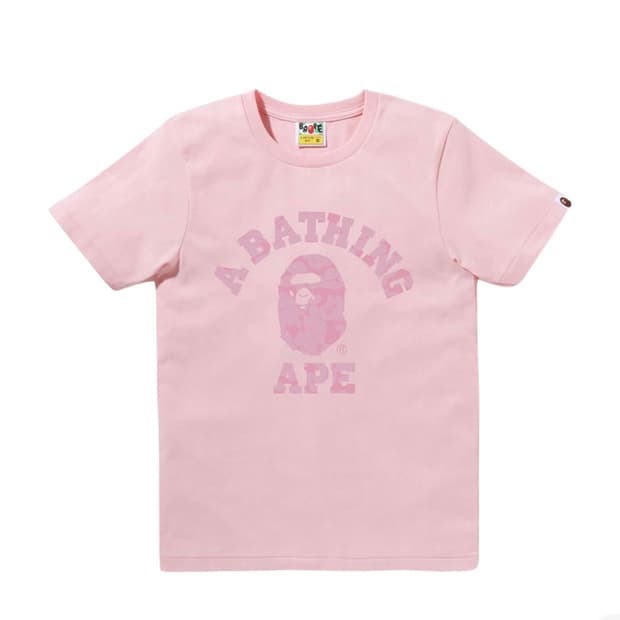 [XS] 베이프 컬리지 티셔츠 핑크 우먼스 새상품