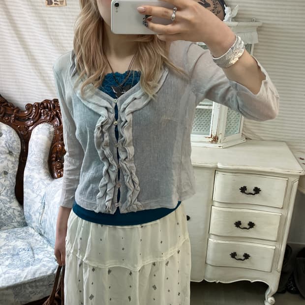 jpn vintage light gray sheer cardigan