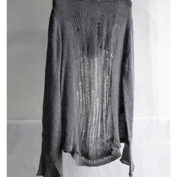 블랙멀 알파카 후드 니트 