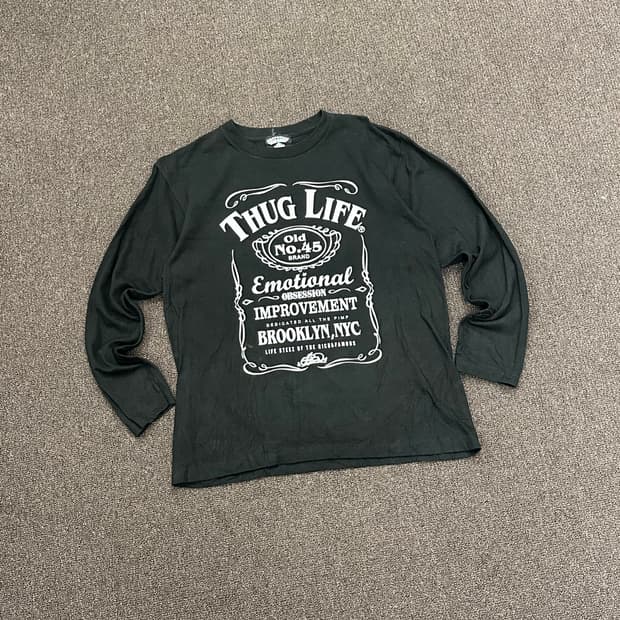 OS)Japanese vintage 여성 프린팅 블랙 롱슬리브