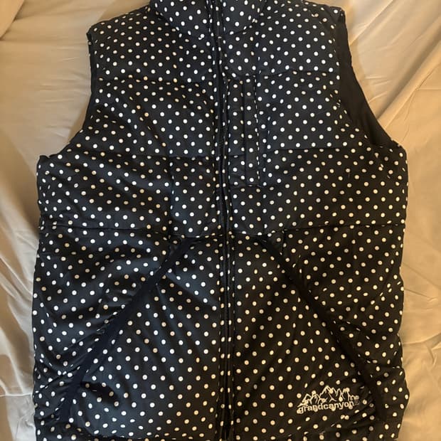 일본 빈티지 도트패딩쪼끼