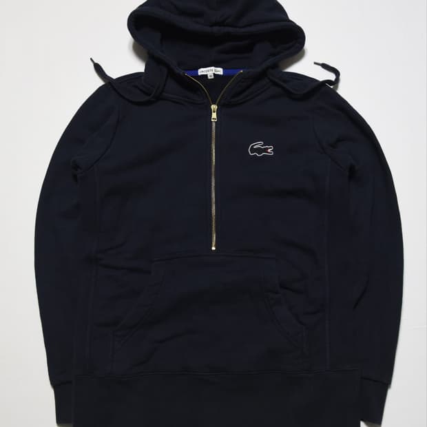 라코스테 네이비 하프집업 후드티 100