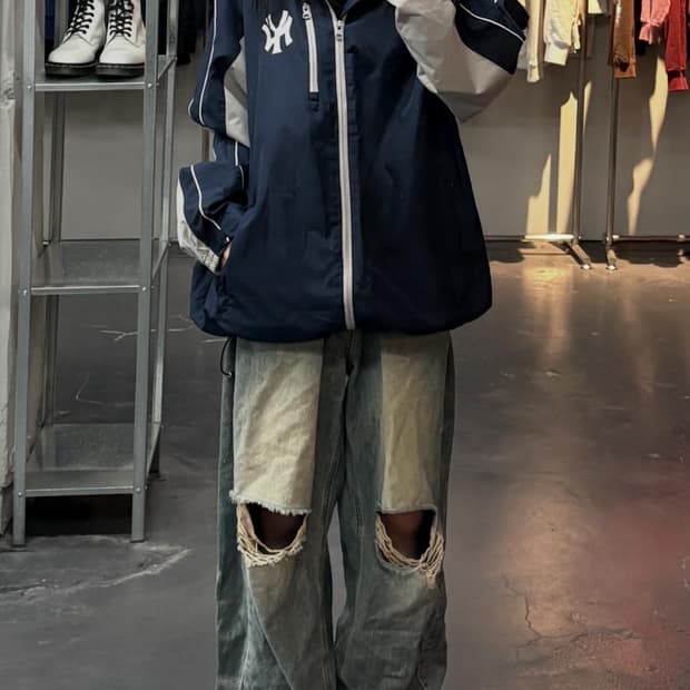 MLB 뉴욕양키스 네이비 후디 바람막이 자켓 A3541