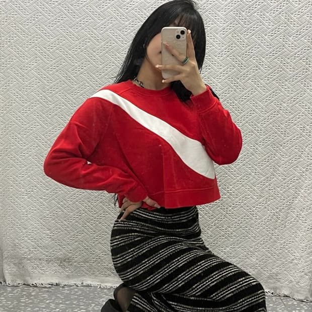 나이키 우먼 nsw 빅스우시 크롭 기모 맨투맨 L C06415