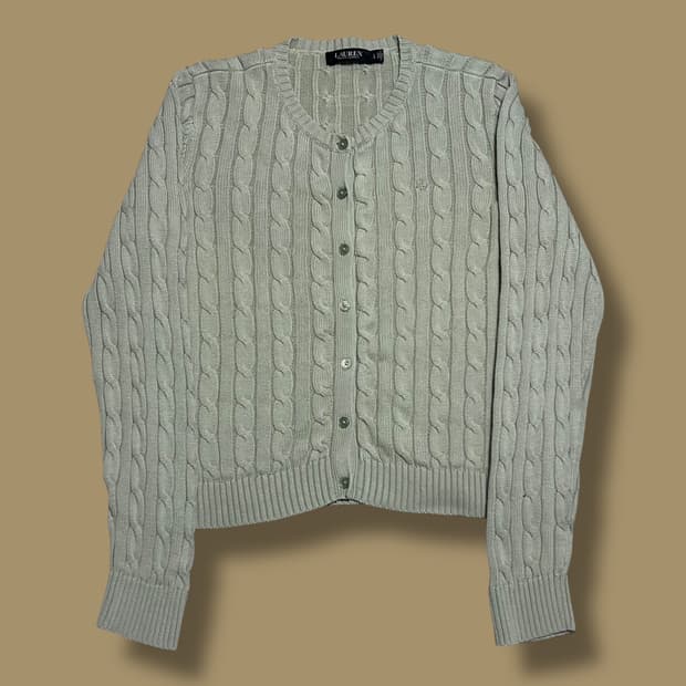 Lauren Ralph Lauren 여성용 라운드넥 케이블 가디건