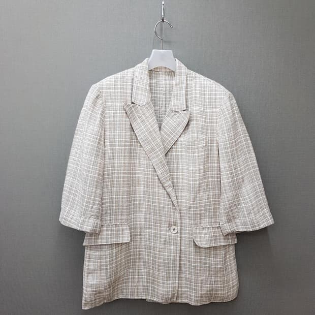 한섬 시스템 2022 마100 체크 하프슬리브 자켓 S사이즈