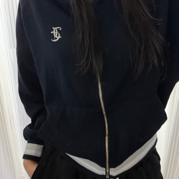 쥬시꾸뛰르 네이비 벨벳 후드집업 L