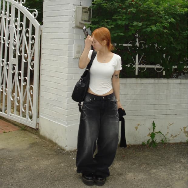 아워캐비넷 boy denim pants 흑청 s사이즈