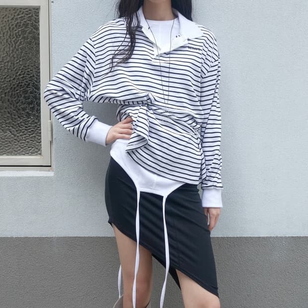 세릭 스트라이프 버튼 탑