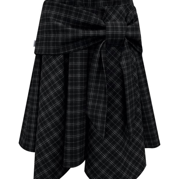 구해요) 체메씨 BOW UNBALANCED SKIRT (BLACK CHE