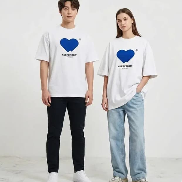 아더에러 트윈 하트 로고 화이트 티셔츠 F (남녀공용)