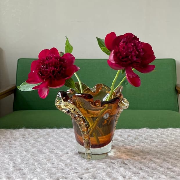 [빈티지 화병] 70’s Vintage 이와타 글라스 앰버 화병