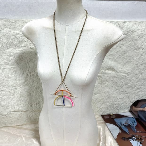 빈티지 용골 체인 기하 메탈 목걸이