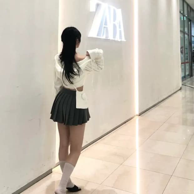 플리츠 스커트 그레이 S