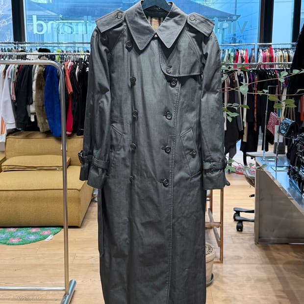 버버리 그레이 더블 트렌치 코트 